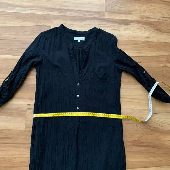 Everyday Ritual Black Tracey Cotton Gauze Kaftan Roll Tab Coverup Size Small